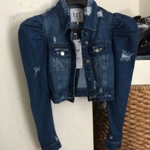 Zara puff shoulders denim jacket Small